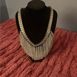 Elegant Silver Fringe Necklace